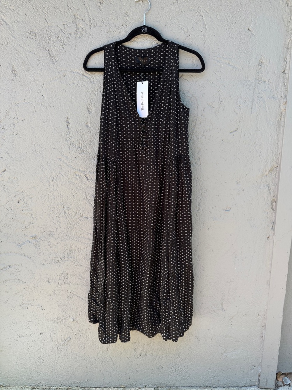Hatch Black Maxi Dress with White Polka Dots